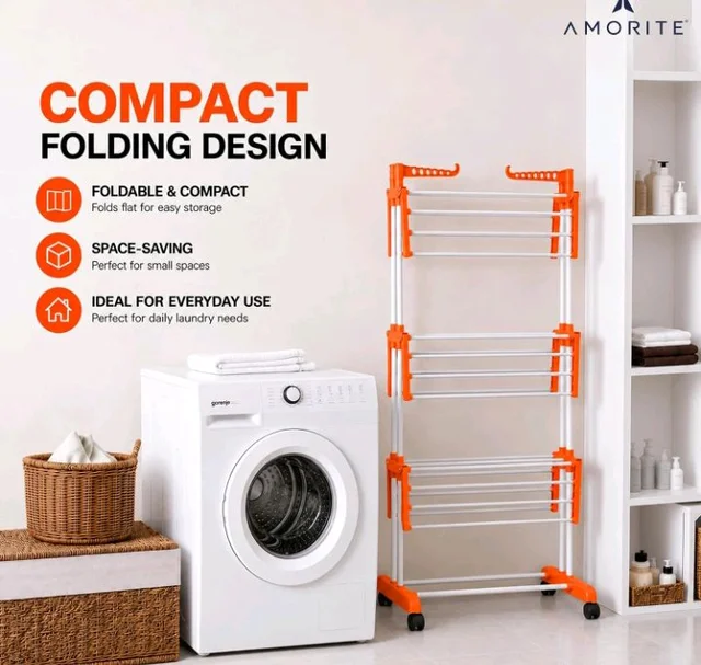 Premium Steel Clothes Drying Stand | 3 Layer Rack with Wheels
Foldable Laundry Rack for Home| Balcony Drying Stand | 24 Hanger Rods | Heavy Duty Rust Resistant (Orange)
100+ bought in past month