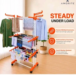 Premium Steel Clothes Drying Stand | 3 Layer Rack with Wheels
Foldable Laundry Rack for Home| Balcony Drying Stand | 24 Hanger Rods | Heavy Duty Rust Resistant (Orange)
100+ bought in past month