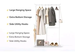 Vasukie Heavy Duty Metal Clothes Rack with Bottom Storage Shelf & Side Hooks | Freestanding Garment Stand | Wardrobe Organizer for Bedroom, Living Room & Entryway (162.5 * 80.5 * 32.5) WHITE NEW
50+ bought in past month
84%
off