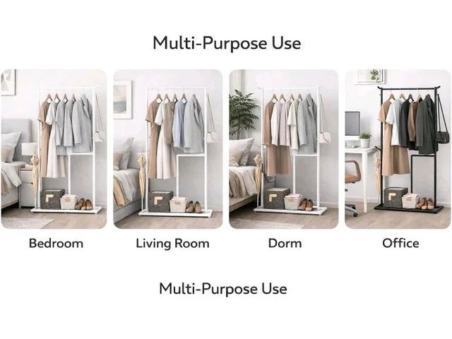 Vasukie Heavy Duty Metal Clothes Rack with Bottom Storage Shelf & Side Hooks | Freestanding Garment Stand | Wardrobe Organizer for Bedroom, Living Room & Entryway (162.5 * 80.5 * 32.5) WHITE NEW
50+ bought in past month
84%
off
