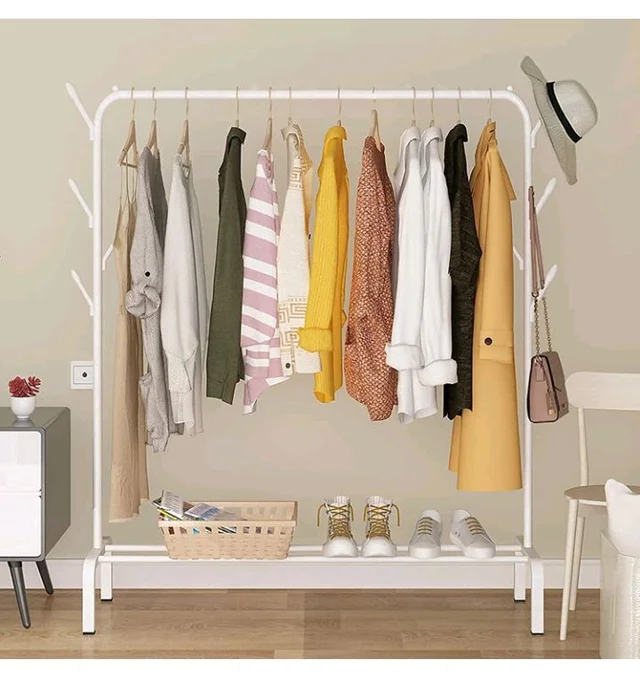 Lukzer Metal Garment Rack with Bottom Storage Shelf & 4 Side Hooks (MGS-001-White) Freestanding Heavy-Duty Clothes Drying Stand & Coat Hanger for Bedroom, Entryway, Living Room (148 x 110 x 40 cm)
200+ bought in past month