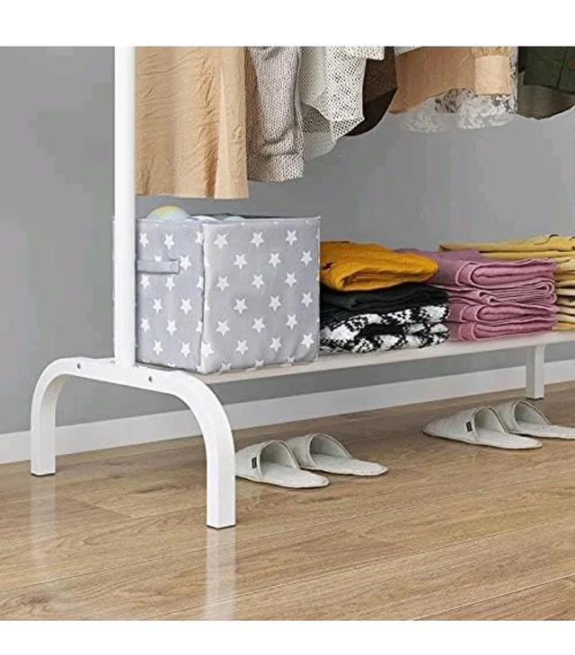 Lukzer Metal Garment Rack with Bottom Storage Shelf & 4 Side Hooks (MGS-001-White) Freestanding Heavy-Duty Clothes Drying Stand & Coat Hanger for Bedroom, Entryway, Living Room (148 x 110 x 40 cm)
200+ bought in past month