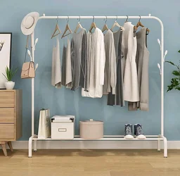 Lukzer Metal Garment Rack with Bottom Storage Shelf & 4 Side Hooks (MGS-001-White) Freestanding Heavy-Duty Clothes Drying Stand & Coat Hanger for Bedroom, Entryway, Living Room (148 x 110 x 40 cm)
200+ bought in past month
