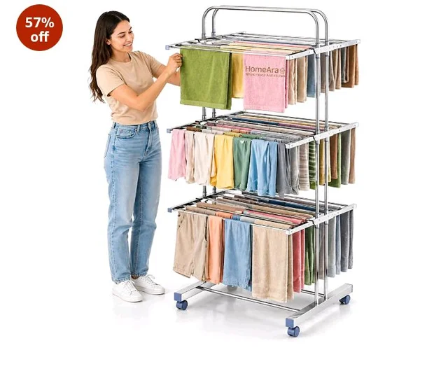 Premium Heavy Duty Foldable Stainless Steel Cloth Drying Stand, 3 Tier | Mirror Finish | Laundry Racks | Clothes Stand | Cloth Drying Rack | Foldable and Movable
50+ bought in past month