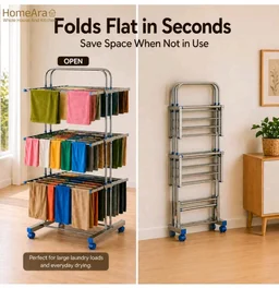 Premium Heavy Duty Foldable Stainless Steel Cloth Drying Stand, 3 Tier | Mirror Finish | Laundry Racks | Clothes Stand | Cloth Drying Rack | Foldable and Movable
50+ bought in past month