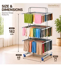 Premium Heavy Duty Foldable Stainless Steel Cloth Drying Stand, 3 Tier | Mirror Finish | Laundry Racks | Clothes Stand | Cloth Drying Rack | Foldable and Movable
50+ bought in past month