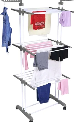 FLIPZON Premium 3 Layer Clothes Drying Stand with Wheels | Foldable Wings | Double Pole Alloy Steel Rack | 360° Rotatable Hanger Rods | Portable Balcony Laundry Dryer (White & Grey)
500+ bought in past month