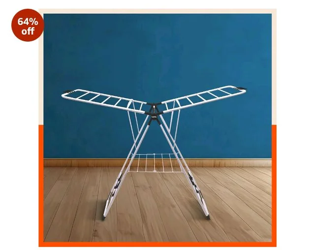 Bathla Foldable Cloth Drying Stand - Neo | 26 Drying Rails | Weather Resistant Alloy Steel Laundry Rack | Lightweight Clothes Dryer Stand for Home & Balcony | 2 Year War