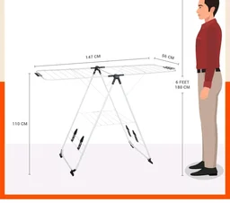 Bathla Foldable Cloth Drying Stand - Neo | 26 Drying Rails | Weather Resistant Alloy Steel Laundry Rack | Lightweight Clothes Dryer Stand for Home & Balcony | 2 Year War
