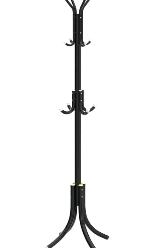 ADA Wrought Iron Coat Rack 12 Hooks Hanger | Creative Fashion Bedroom for Hanging Clothes,Bag,Hat,Scarf Shelves, Wrought Iron Modern Racks Standing Coat Rack (Black)
