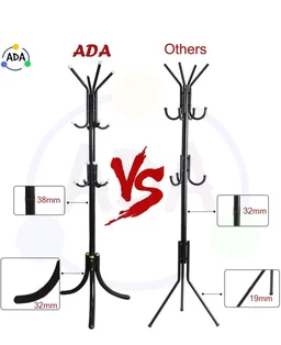ADA Wrought Iron Coat Rack 12 Hooks Hanger | Creative Fashion Bedroom for Hanging Clothes,Bag,Hat,Scarf Shelves, Wrought Iron Modern Racks Standing Coat Rack (Black)