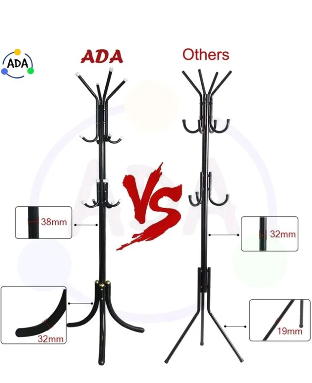 ADA Wrought Iron Coat Rack 12 Hooks Hanger | Creative Fashion Bedroom for Hanging Clothes,Bag,Hat,Scarf Shelves, Wrought Iron Modern Racks Standing Coat Rack (Black)