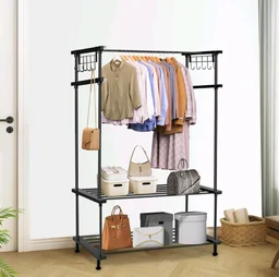LEOPAX Cloth Rail Garment Rack With 2 Shelves&10 Side Hook With Bottom Shelf And Shoe Clothing Storage Organizer Shelves-Black (84 X 31 X 140Cm, Metal)
53%
off