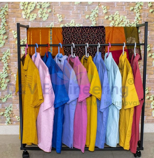 &V Engineering Heavy Duty Cloth Hanger Rack With Wheel,Garment Rack,Drying Rack For Hanging Cloths For Home With Shelf(Black)(Iron),38x102x112 CM
Amazon's Choice