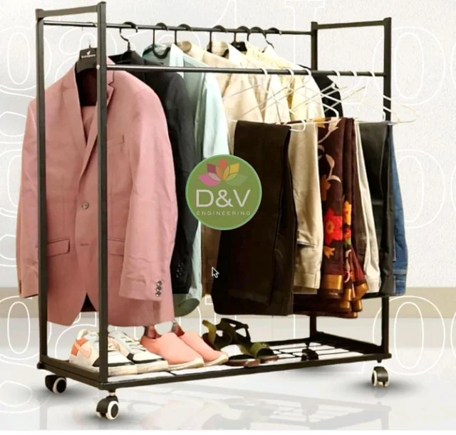 &V Engineering Heavy Duty Cloth Hanger Rack With Wheel,Garment Rack,Drying Rack For Hanging Cloths For Home With Shelf(Black)(Iron),38x102x112 CM
Amazon's Choice