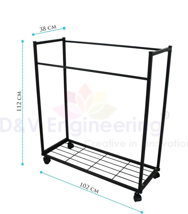 &V Engineering Heavy Duty Cloth Hanger Rack With Wheel,Garment Rack,Drying Rack For Hanging Cloths For Home With Shelf(Black)(Iron),38x102x112 CM
Amazon's Choice