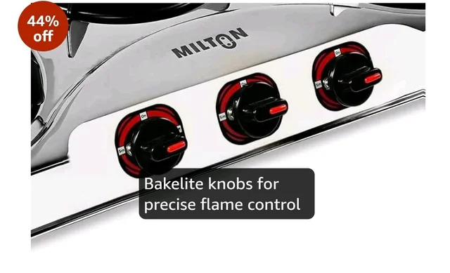 MILTON Royal Stainless Steel LPG Gas Stove 3 Burners | ISI Certified Manual Ignition 3 Burner Gas Stove | 360 Degree Nozzle | High Powered Brass Burners | 1 Year Manufacturer's Warranty