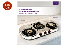 MILTON Royal Stainless Steel LPG Gas Stove 3 Burners | ISI Certified Manual Ignition 3 Burner Gas Stove | 360 Degree Nozzle | High Powered Brass Burners | 1 Year Manufacturer's Warranty