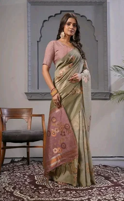 Palki | Premium Saree | Pure Viscose Silk | Silk Saree | Green