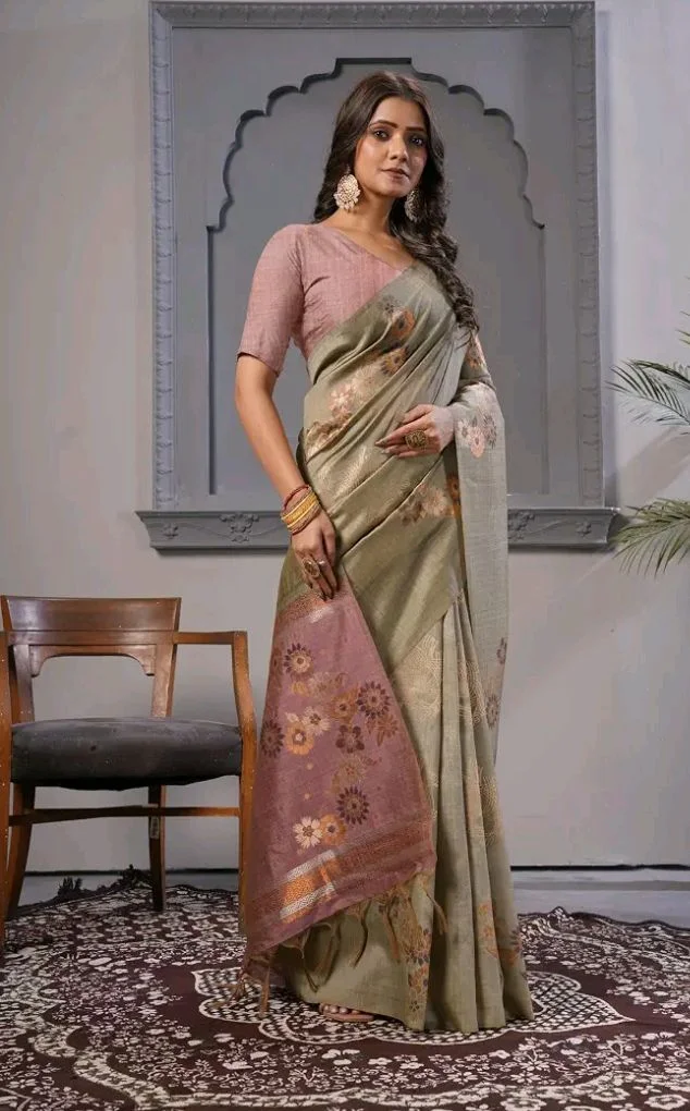 Palki | Premium Saree | Pure Viscose Silk | Silk Saree | Green