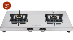 Everflame Prime Gas Stove| 2 Burner Stainless Steel Stove | Manual Ignition | LPG Stove | Gas-Saver | (1.2MM)-Thick SS Body | Brass Burner | ISI Certified | 2 Years Product Warranty + Doorstep Service
