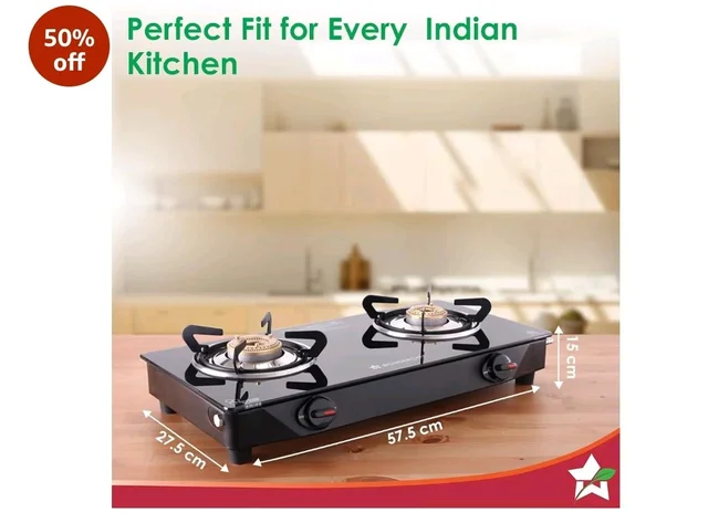 Wonderchef Zest Neo Cooktop | 2 Burners (1 Medium, 1 Small) | Premium Glass Surface | Space Saving Design | Brass Burners | ISI Approved | Free Gas Lighter and Kitchen Knife | 2-Year Warranty
Amazon's Choice