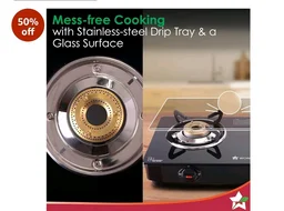 Wonderchef Zest Neo Cooktop | 2 Burners (1 Medium, 1 Small) | Premium Glass Surface | Space Saving Design | Brass Burners | ISI Approved | Free Gas Lighter and Kitchen Knife | 2-Year Warranty
Amazon's Choice