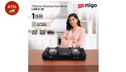 Impex Migo 2 Burner Gas Stove 6 mm Toughened Glass Top LINEA 2B, Manual Ignition LPG Gas Stove | Strong Metal Body | ISI Certified | 1-Year Warranty, Black, 2 Burner