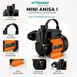 Kirloskar Mini Anisa I Centrifugal Water Pump, 1 HP, 24 Metres Head, 2600 LPH Discharge Capacity, Self Priming, Pure Copper Winding