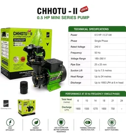 Kirloskar Chotu 0.5 HP Domestic Water Motor Pump |water pump 0.5hp| Pure Copper Winding | 1 year warranty