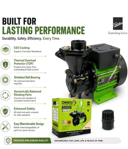 Kirloskar Chotu 0.5 HP Domestic Water Motor Pump |water pump 0.5hp| Pure Copper Winding | 1 year warranty