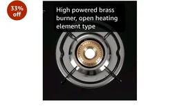 Pigeon Aster Gas Stove 2 Burner with High Powered Brass Burner, Gas Cooktop with Glass Top and Powder Coated Body, black, standard (14266)