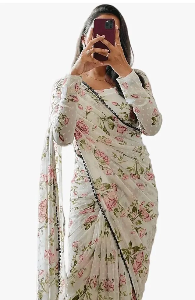 Sidhidata Women's Georgette Digital Printed Ready To Wear one Minute Saree With Unstitched Blouse Piece
200+ bought in past month