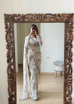 Sidhidata Women's Georgette Digital Printed Ready To Wear one Minute Saree With Unstitched Blouse Piece
200+ bought in past month