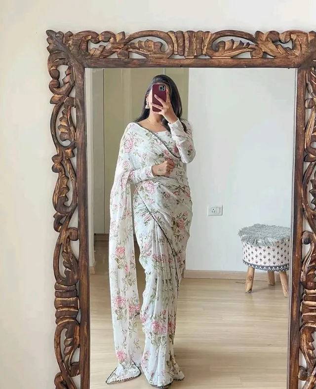 Sidhidata Women's Georgette Digital Printed Ready To Wear one Minute Saree With Unstitched Blouse Piece
200+ bought in past month