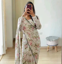 Sidhidata Women's Georgette Digital Printed Ready To Wear one Minute Saree With Unstitched Blouse Piece
200+ bought in past month