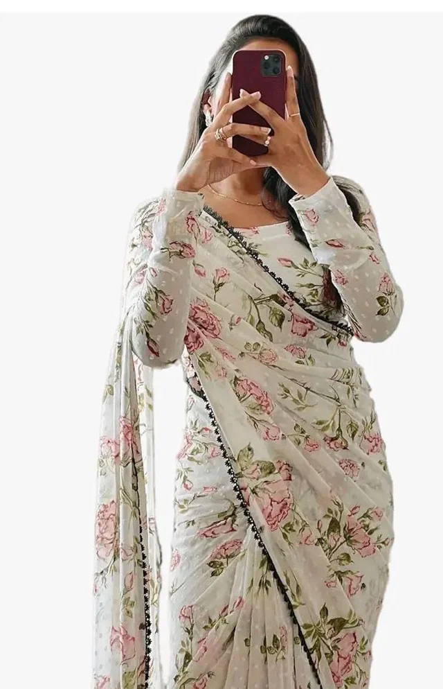 Sidhidata Women's Georgette Digital Printed Ready To Wear one Minute Saree With Unstitched Blouse Piece
200+ bought in past month