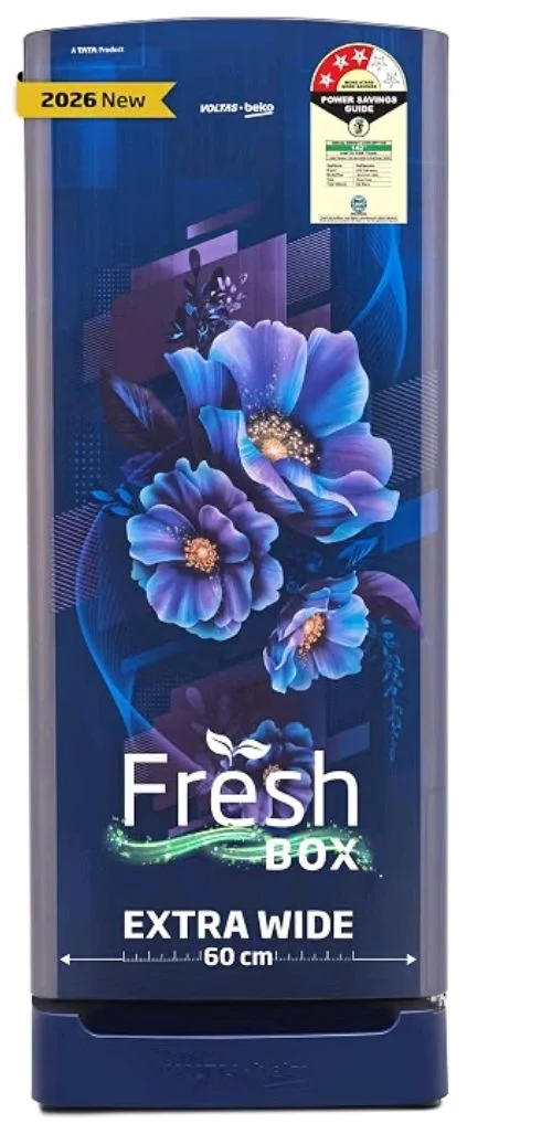 Voltas Beko, A Tata Product 208 L, 3-Star Single Door Direct Cool Refrigerator with Fresh Box Technology (RDC240B / 3W0BBR0M0B00GO, Bonita Blue)