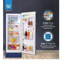 Voltas Beko, A Tata Product 208 L, 3-Star Single Door Direct Cool Refrigerator with Fresh Box Technology (RDC240B / 3W0BBR0M0B00GO, Bonita Blue)