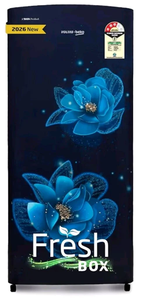Voltas Beko, A Tata Product 183 L, 3-Star Single Door Direct Cool Refrigerator with Fresh Box Technology (RDC215B / 3S0BFR0M0000GO, Fressia Blue)