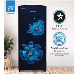 Voltas Beko, A Tata Product 183 L, 3-Star Single Door Direct Cool Refrigerator with Fresh Box Technology (RDC215B / 3S0BFR0M0000GO, Fressia Blue)