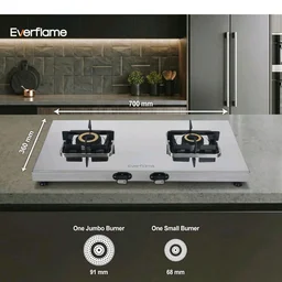 Everflame Prime Gas Stove| 2 Burner Stainless Steel Stove | Manual Ignition | LPG Stove | Gas-Saver | (1.2MM)-Thick SS Body | Brass Burner | ISI Certified | 2 Years Product Warranty + Doorstep Service
100+ bought in past month