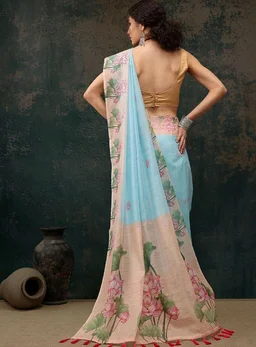 Enthone Women's Kalamkari Cotton Blend Printed Saree