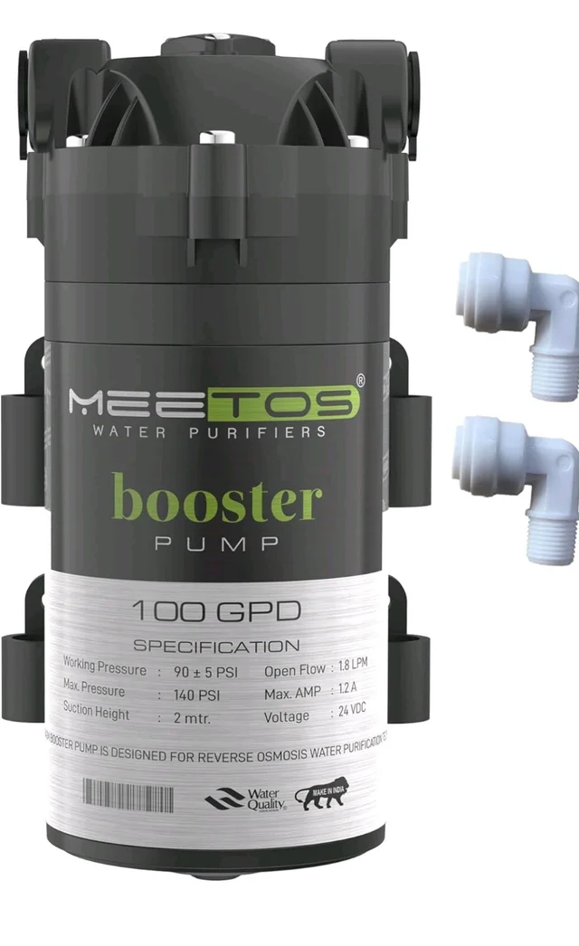 MEETOS RO Gold Booster Pump 100 GPD, RO Motor with Elbow Compatible with All Types of Domestic RO Water Purifier, Noiseless, Copper Wilding, Universal Type Motor, 2 Year Warranty