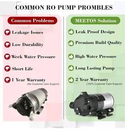 MEETOS RO Gold Booster Pump 100 GPD, RO Motor with Elbow Compatible with All Types of Domestic RO Water Purifier, Noiseless, Copper Wilding, Universal Type Motor, 2 Year Warranty