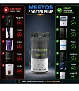 MEETOS RO Gold Booster Pump 100 GPD, RO Motor with Elbow Compatible with All Types of Domestic RO Water Purifier, Noiseless, Copper Wilding, Universal Type Motor, 2 Year Warranty