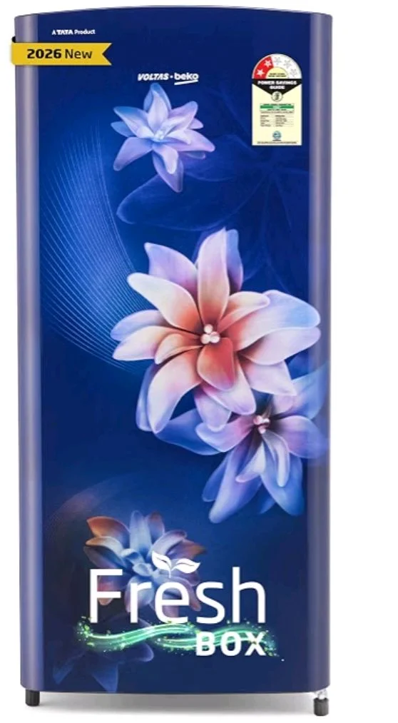 Voltas Beko, A Tata Product 183 L, 2-Star Single Door Direct Cool Refrigerator with Fresh Box Technology (RDC215C / 2S0WBR0M0000GO, Stella Blue)