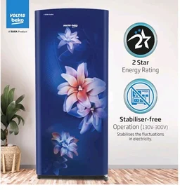 Voltas Beko, A Tata Product 183 L, 2-Star Single Door Direct Cool Refrigerator with Fresh Box Technology (RDC215C / 2S0WBR0M0000GO, Stella Blue)