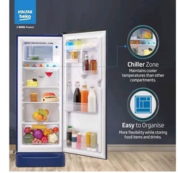 Voltas Beko, A Tata Product 183 L, 4-Star Single Door Direct Cool Refrigerator with Fresh Box Technology (2026 Model, RDC215A / 4W0BBR0M0B00GO, Bonita Blue, Base Drawer)