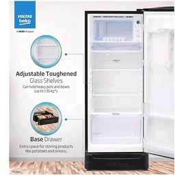 Voltas Beko, A Tata Product 183 L, 4-Star Single Door Direct Cool Refrigerator with Fresh Box Technology (2026 Model, RDC215A / 4W0DGR0M0B00GO, Dark Grey, Base Drawer)
